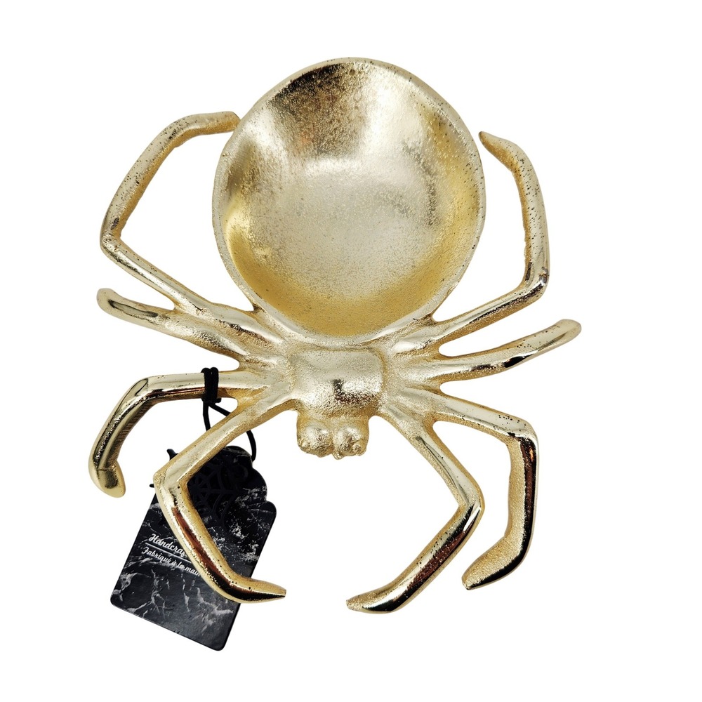 Gold Spider Trinket Dish‎ Candy Bowl Catch All Tray Halloween Decor